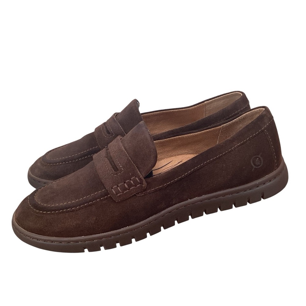 Born Brown Suede Leather Melinda Loafer Pull On Rubber Sole Women's Sz 8.5 M - Picture 3 of 6